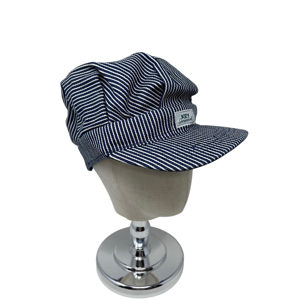Key Imperial Hickory Stripe Engineer Hat Navy White Cotton Snapback Work Cap‎